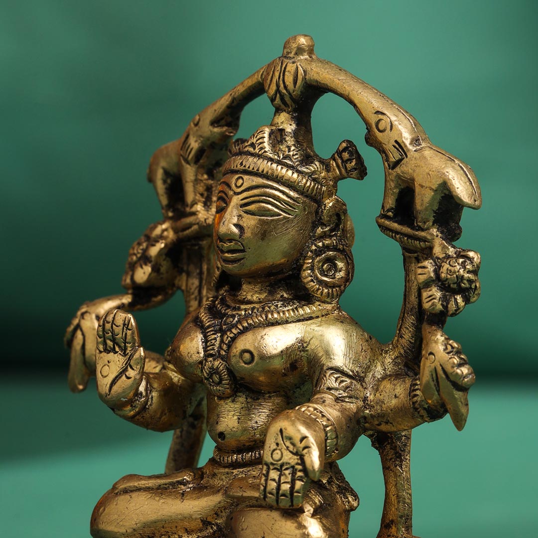 Brass Goddess Gaja Lakshmi Idol (3.5 Inch)
