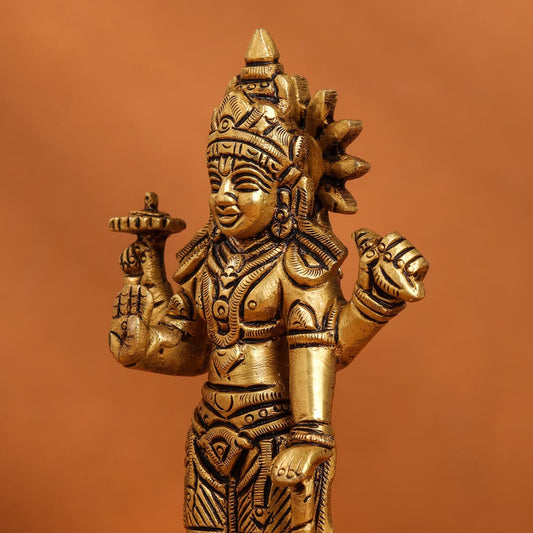 Brass Superfine Lord Vishnu On Lotus Idol (6 Inch)