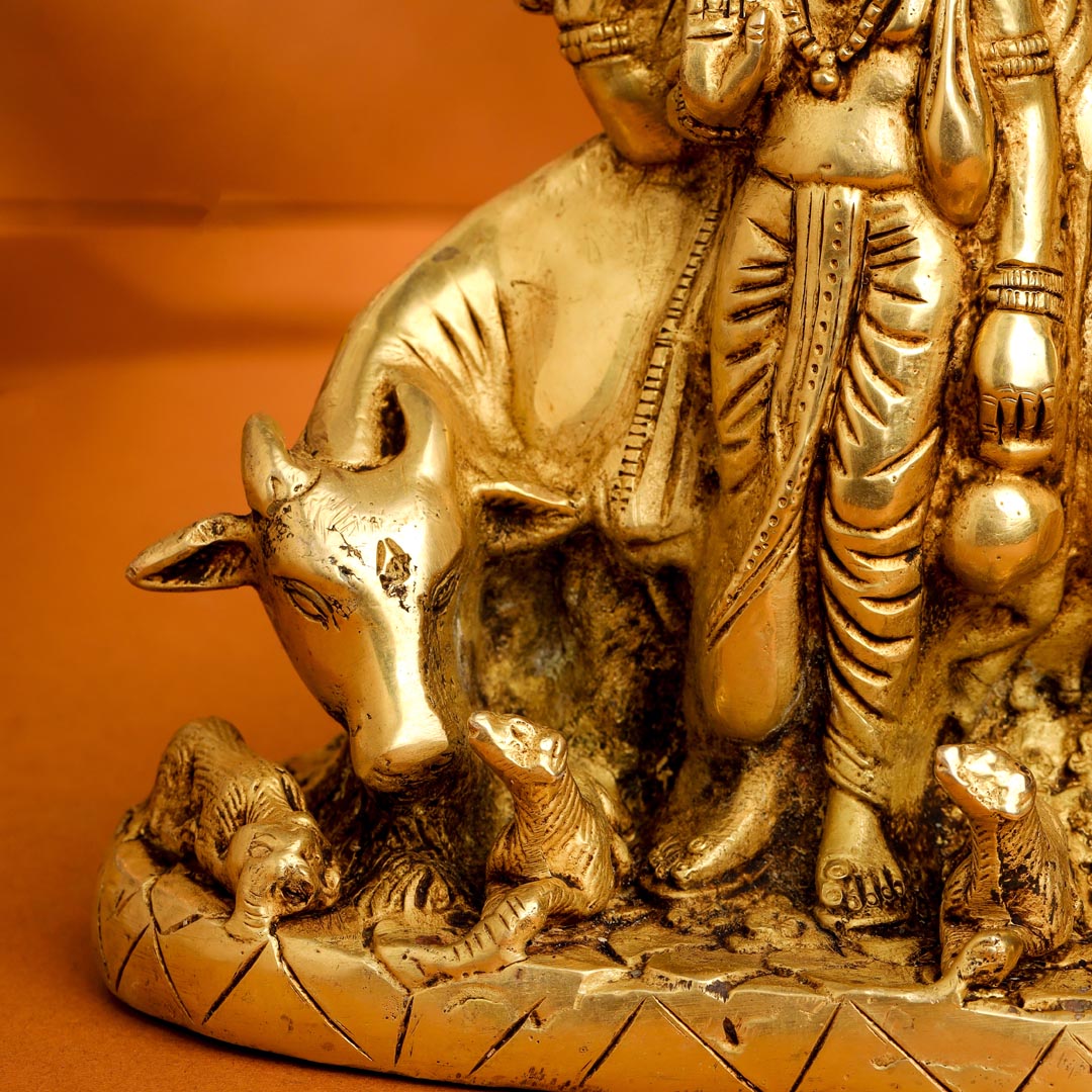 Brass Lord Dattatreya Idol (6.5 Inch)