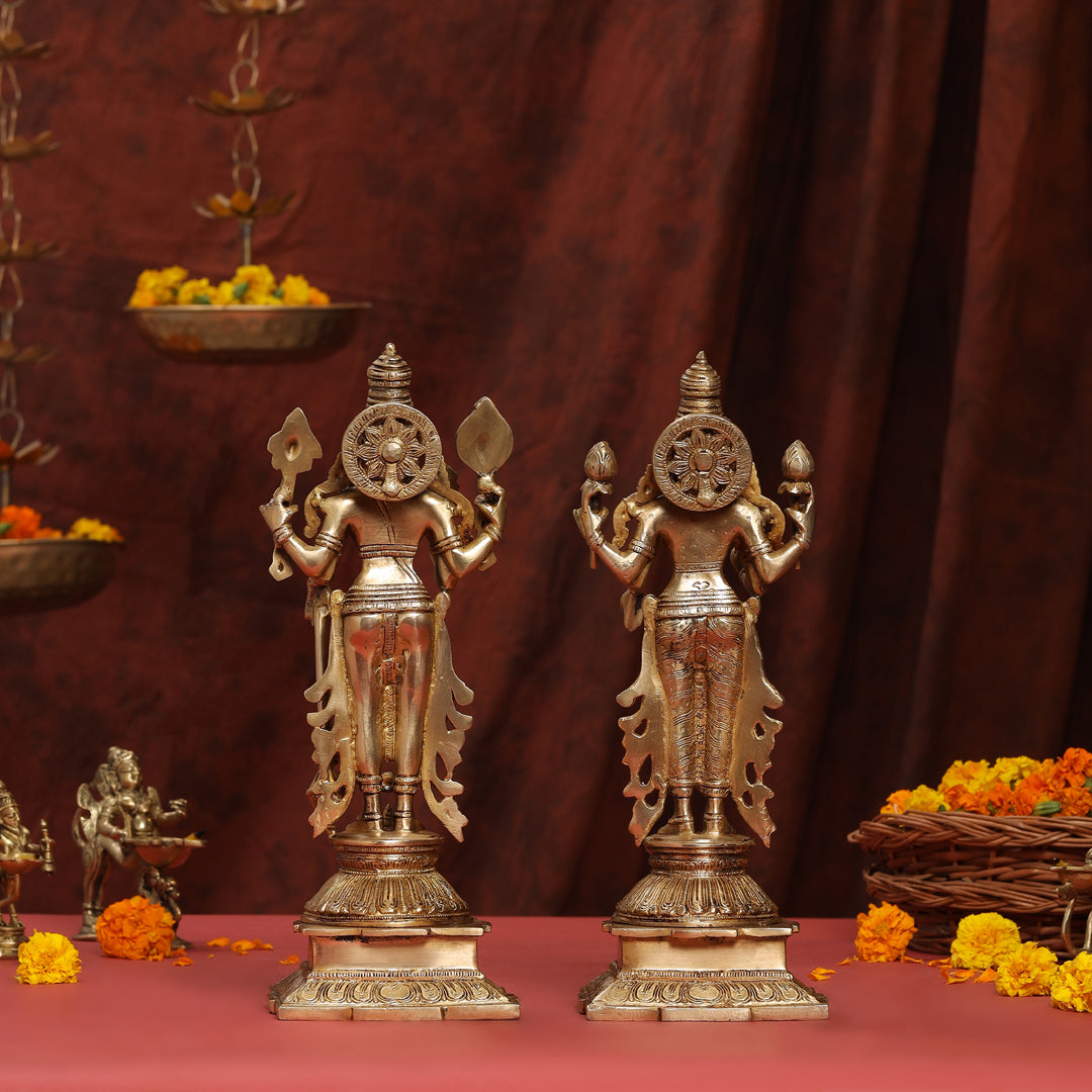 Brass Standing Vishnu Lakshmi Set (15 Inch)