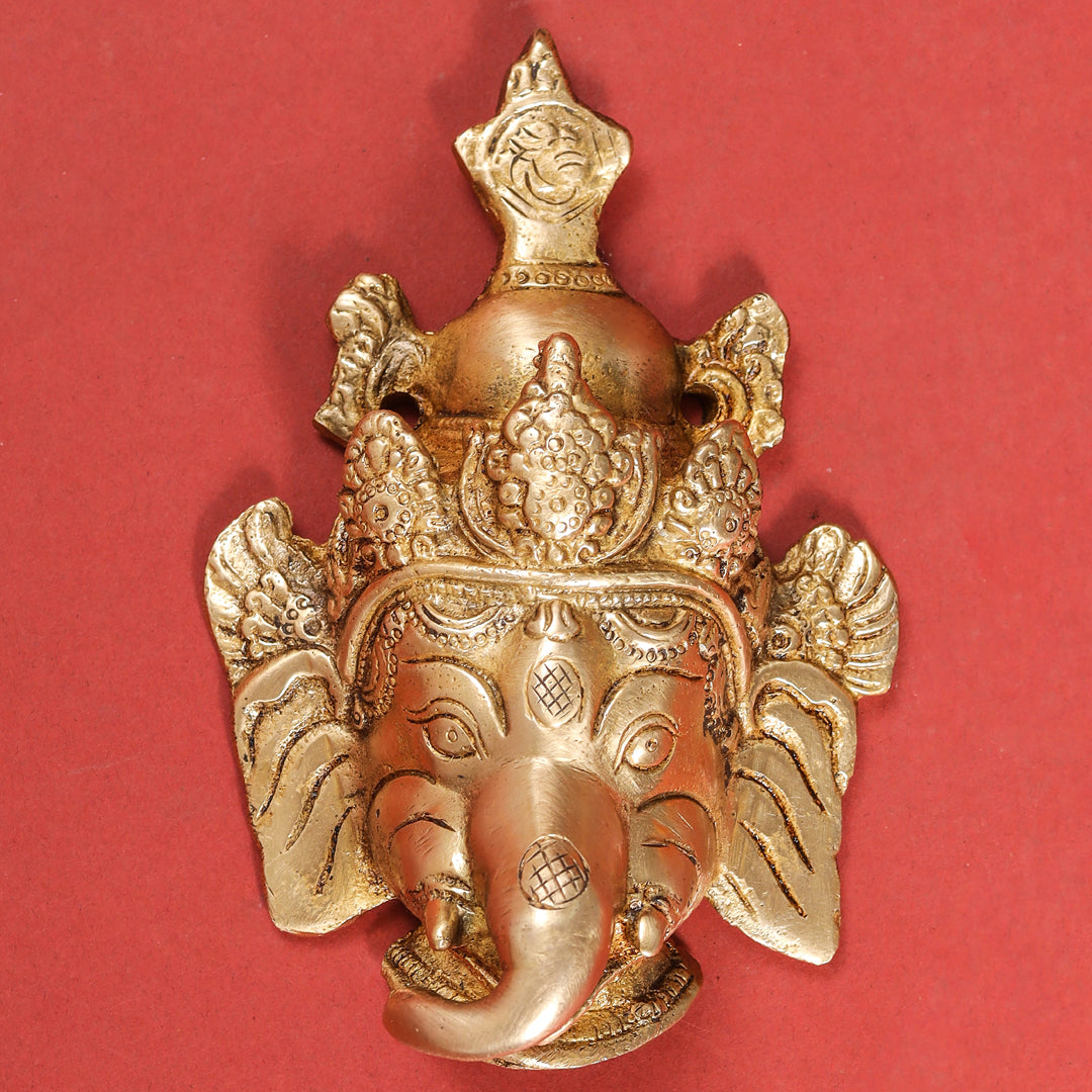 Brass Ganesha Face Wall Hanging (6 Inch)