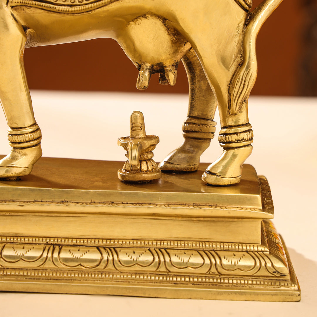 Brass Superfine Kamdhenu Cow Idol (9.5 Inch)