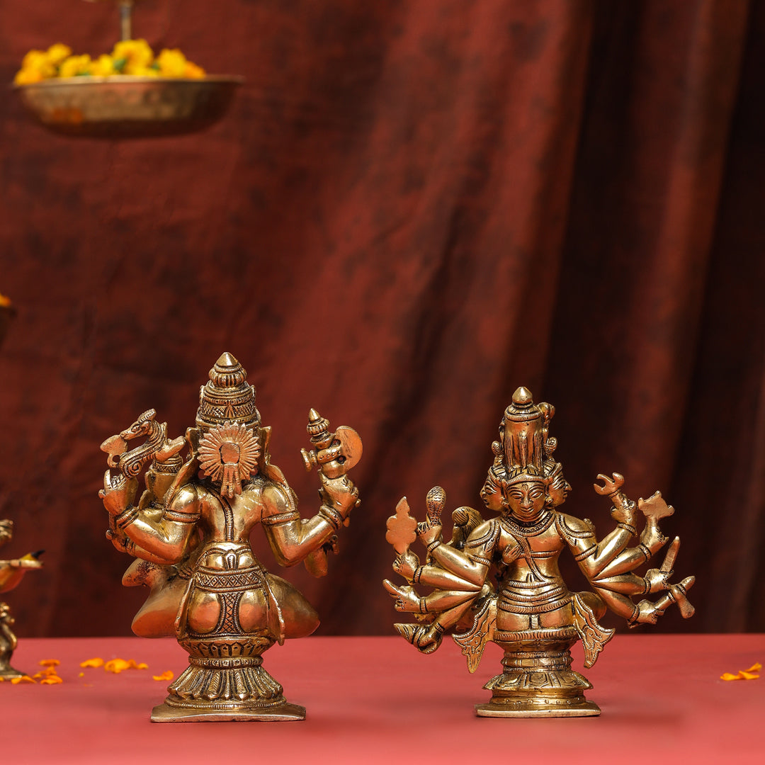 Brass Shiva Parvati Sitting Statue