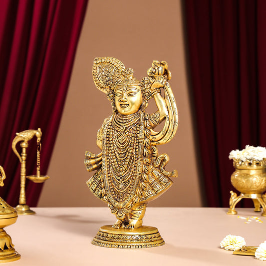Brass Lord Shri Nath Ji Idol (13 Inch)