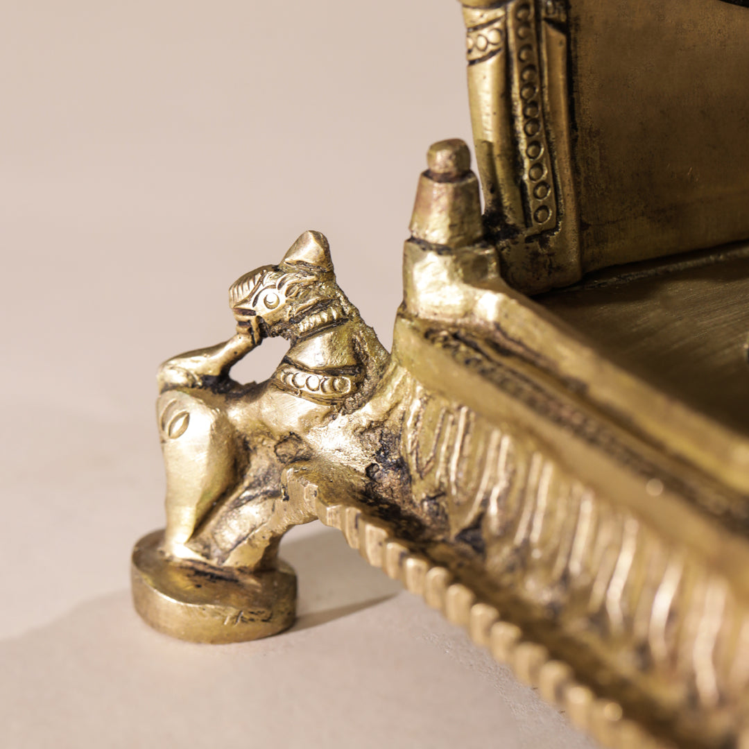 Brass Hand Carved Singhasan (8 Inch)