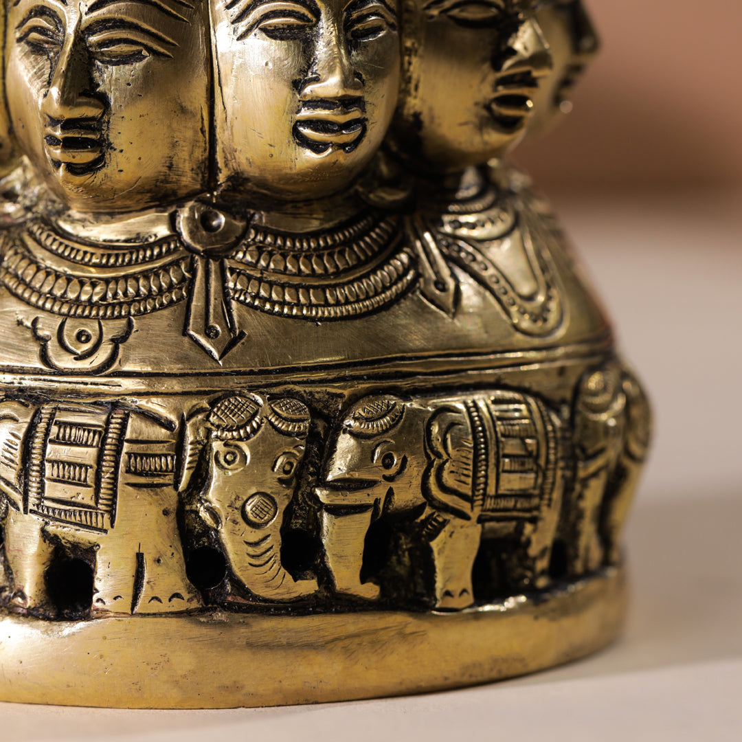 Brass Shiva Multiple Head Mukhlingam Idol (7.5 Inch)