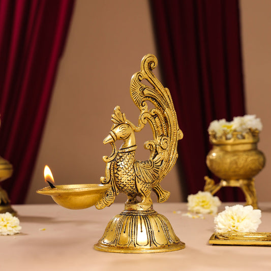 Brass Peacock Anna Lamp (8 Inch)