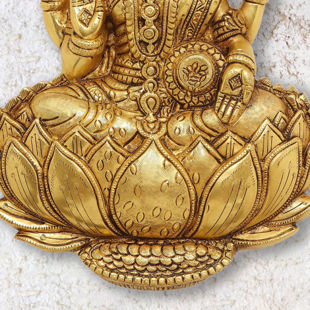 Brass Goddess Lakshmi Wall Hanging (11 Inch)