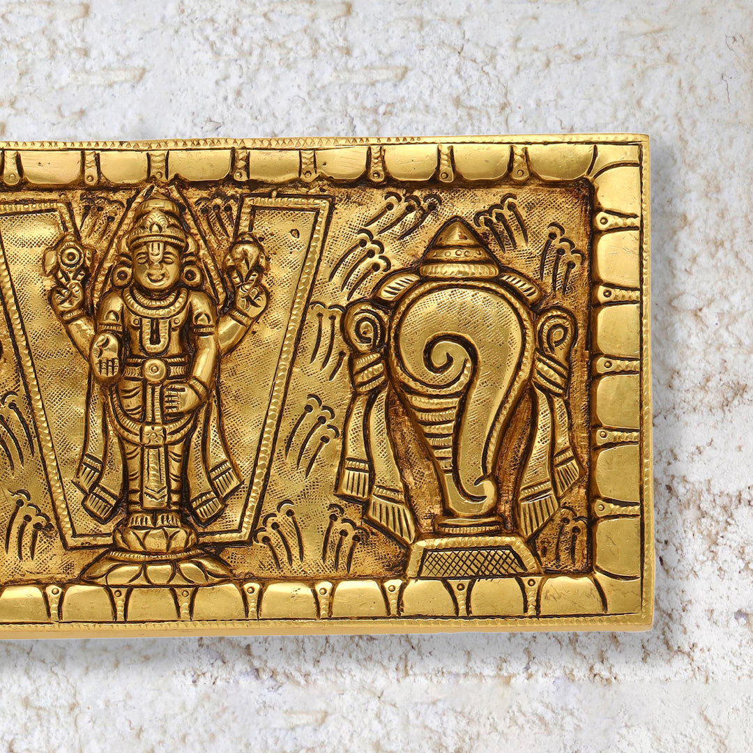 Brass Balaji Shankh Chakra Namah Wall Hanging (5 Inch)