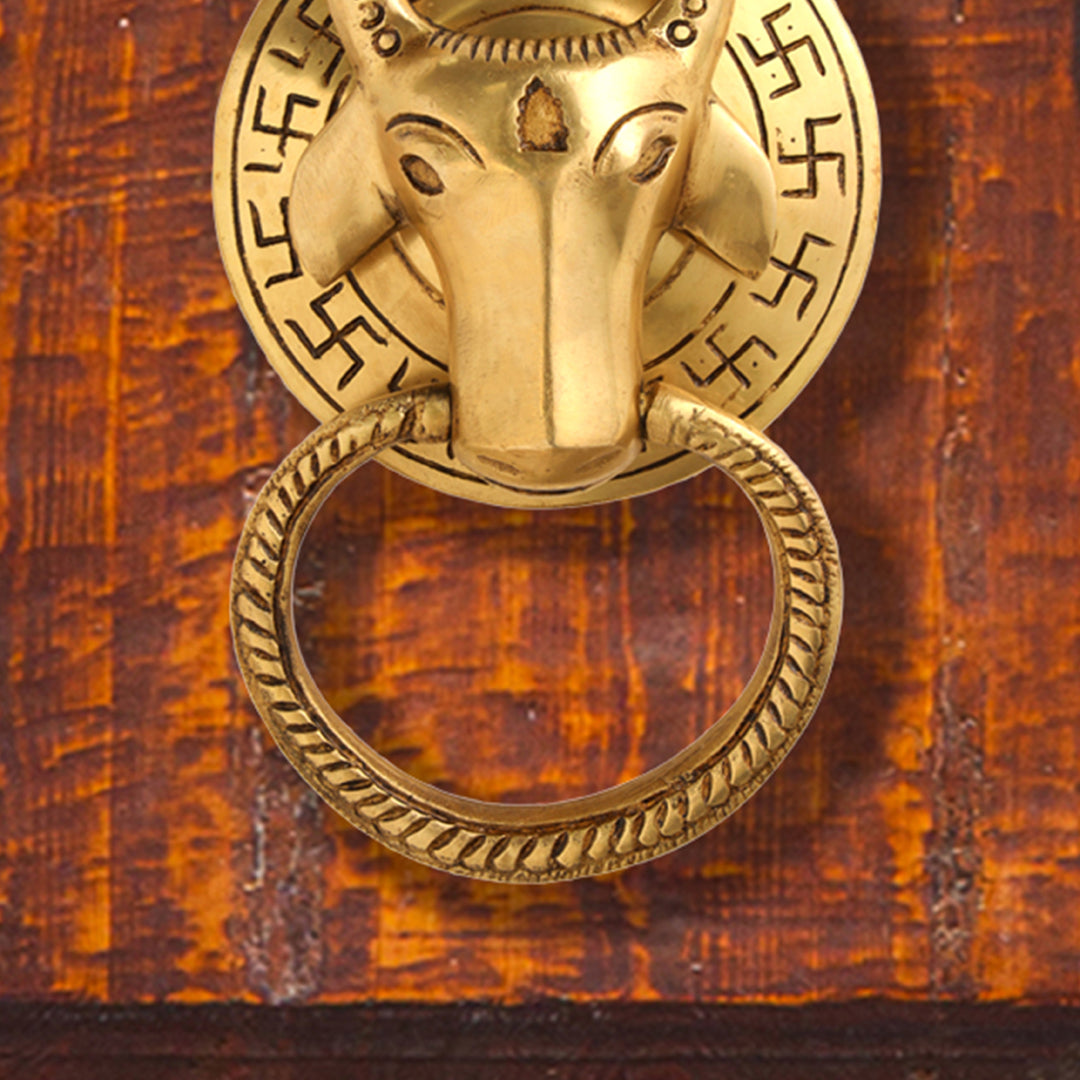 Brass Cow Face Door Knocker (6.5 Inch)