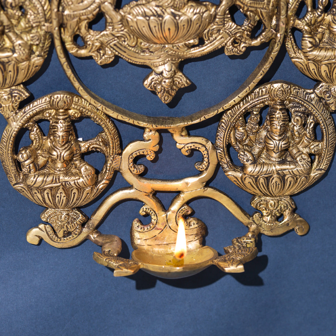 Brass Ashtalakshmi Wall Hanging Diya (19 Inch)