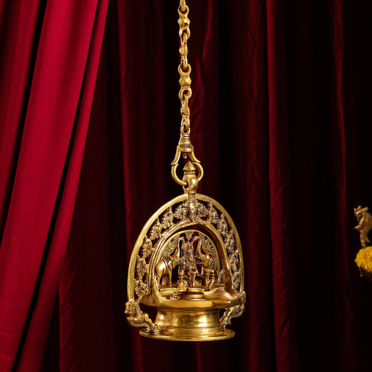 Brass Goddess Gaja Lakshmi Wall Hanging Lamp/Diya (38 Inch)