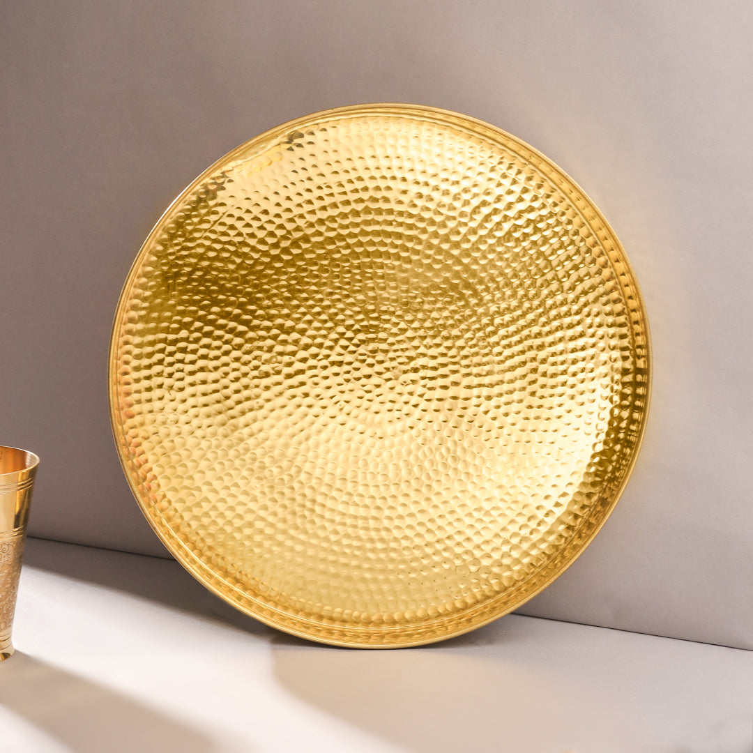 Brass Hammered Thali/Tray (14 Inch)