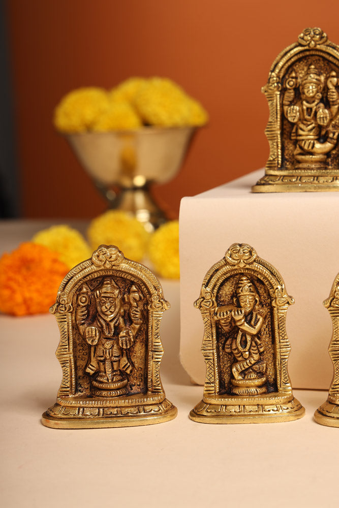 Brass Dashavatara /Vishnu Avatars Statue Set (3 Inch)