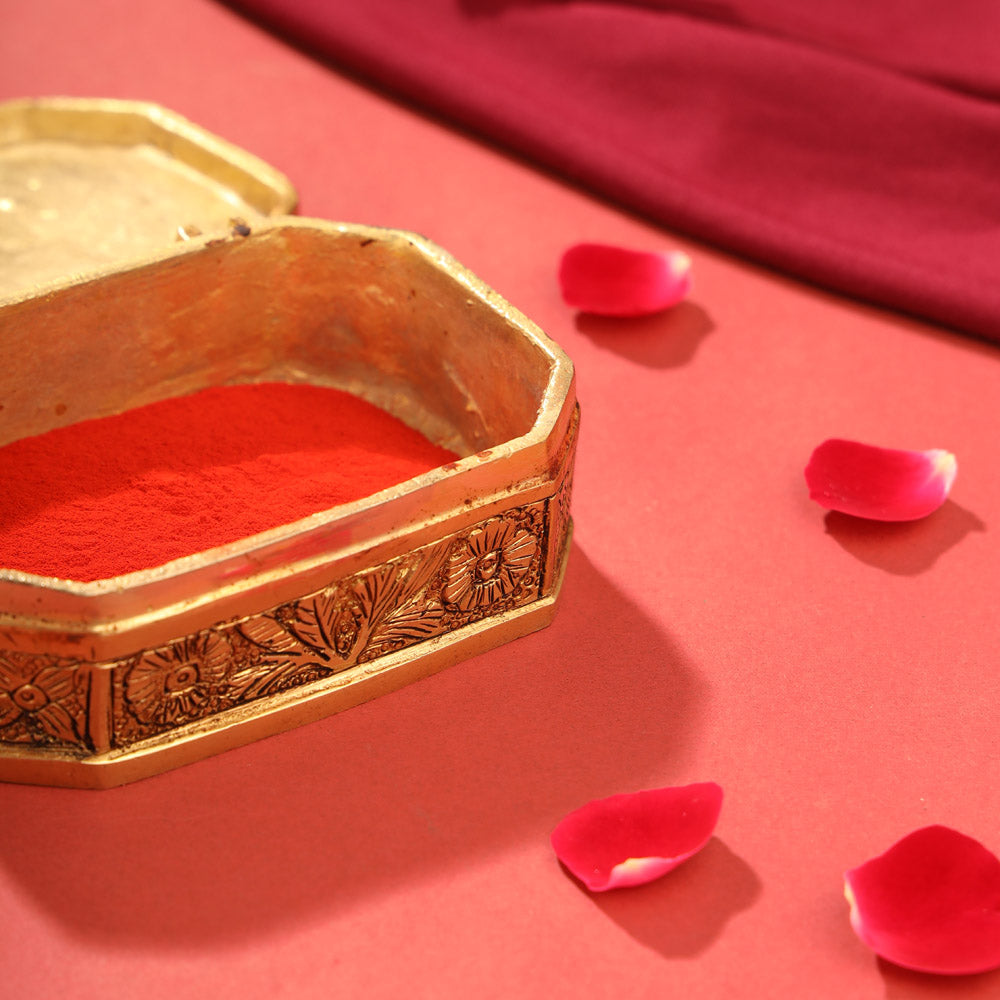 Brass Flower Kumkum Box (1.8 Inch)