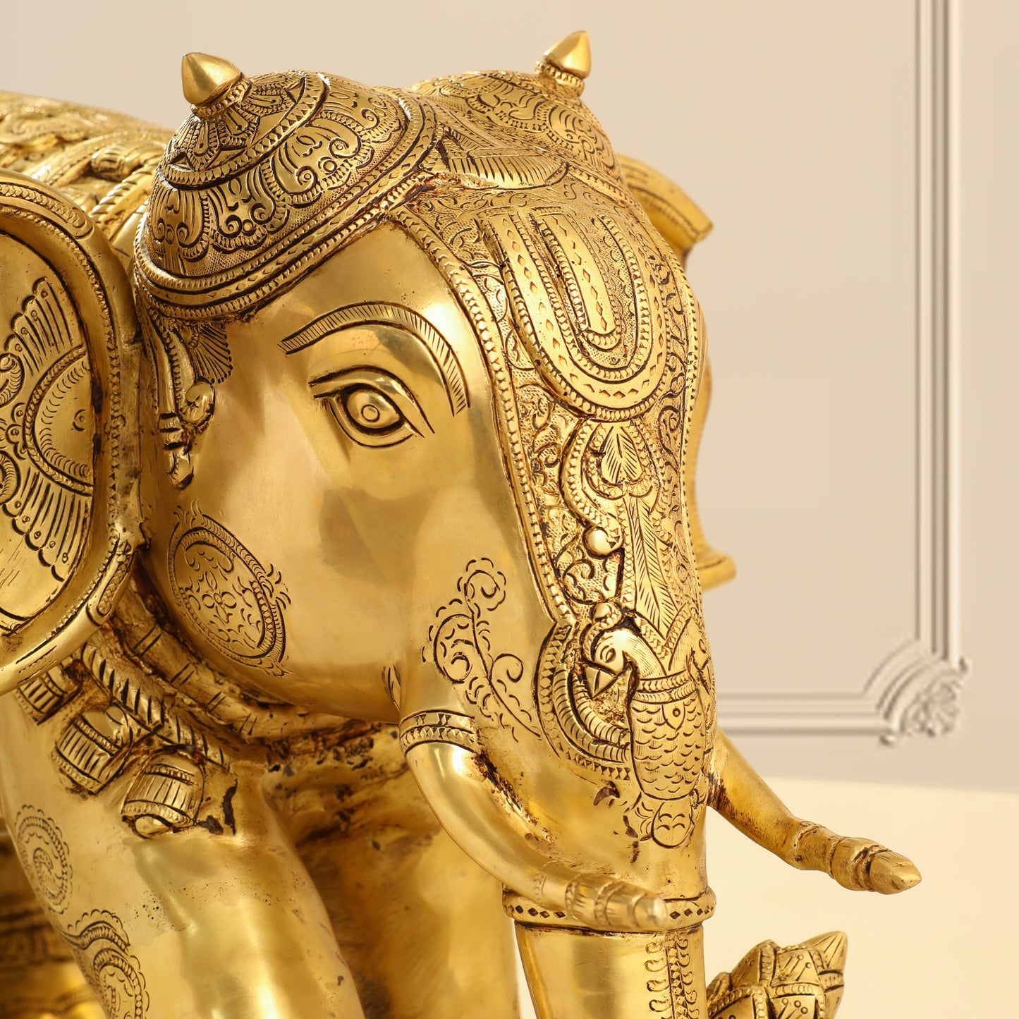 Brass Elephant Royal Statue (15 Inch)