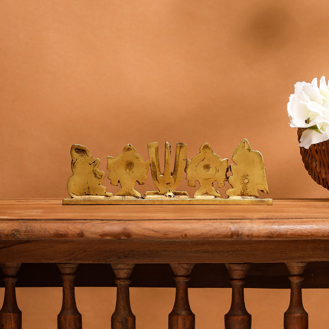 Brass Shankh Chakra Namah Hanuman And Garuda Religious Showpiece (2.5 Inch)