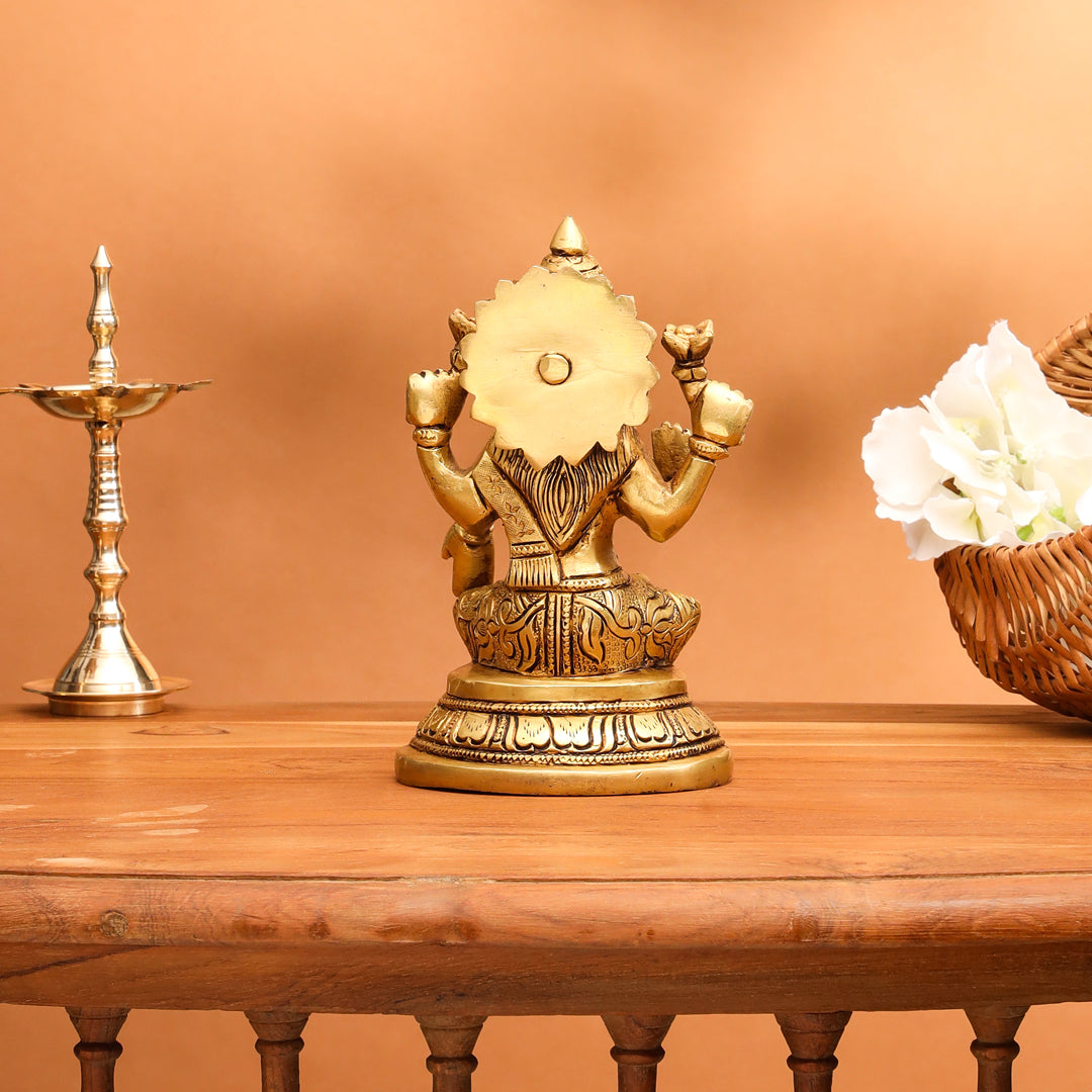 Brass Goddess Lakshmi Idol (6.8 Inch)