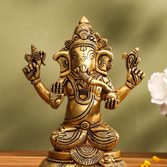 Brass Lord Ganesha Idol (6.8 Inch)
