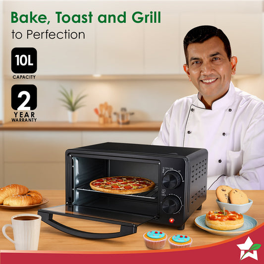 Oven Toaster Griller (OTG) for Kitchen, 10 L, Multi-function, For Baking, Grilling, Roasting, Heat-Resistant Glass, Customised Time & Temperature Control, Easy to Clean, 2-Yr Warranty