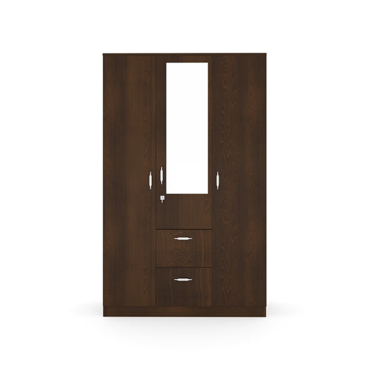 Nilkamal Mozart 3 Door Wardrobe with Mirror (Walnut)