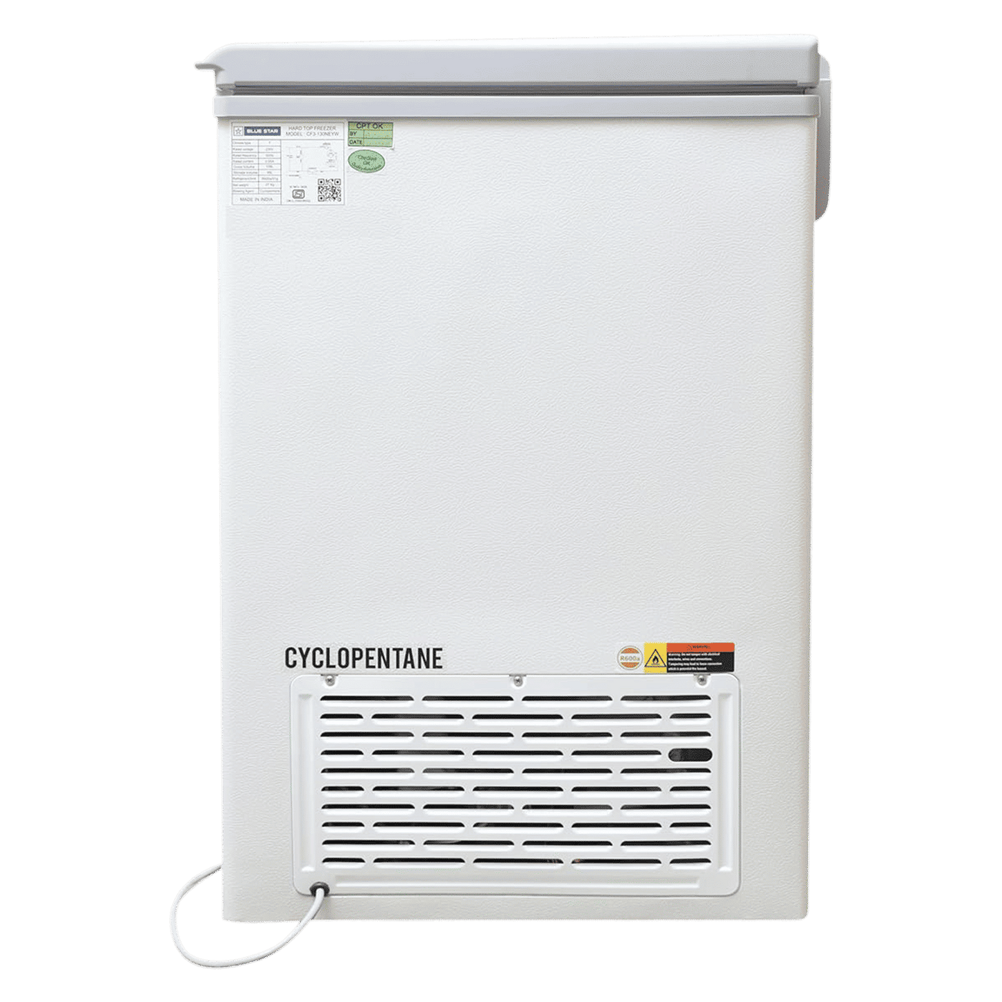 Blue Star NEYW Series 108 Litres 3 Star Single Door Deep Freezer (Static Cooling Technology, CF3-130NEYW, White)