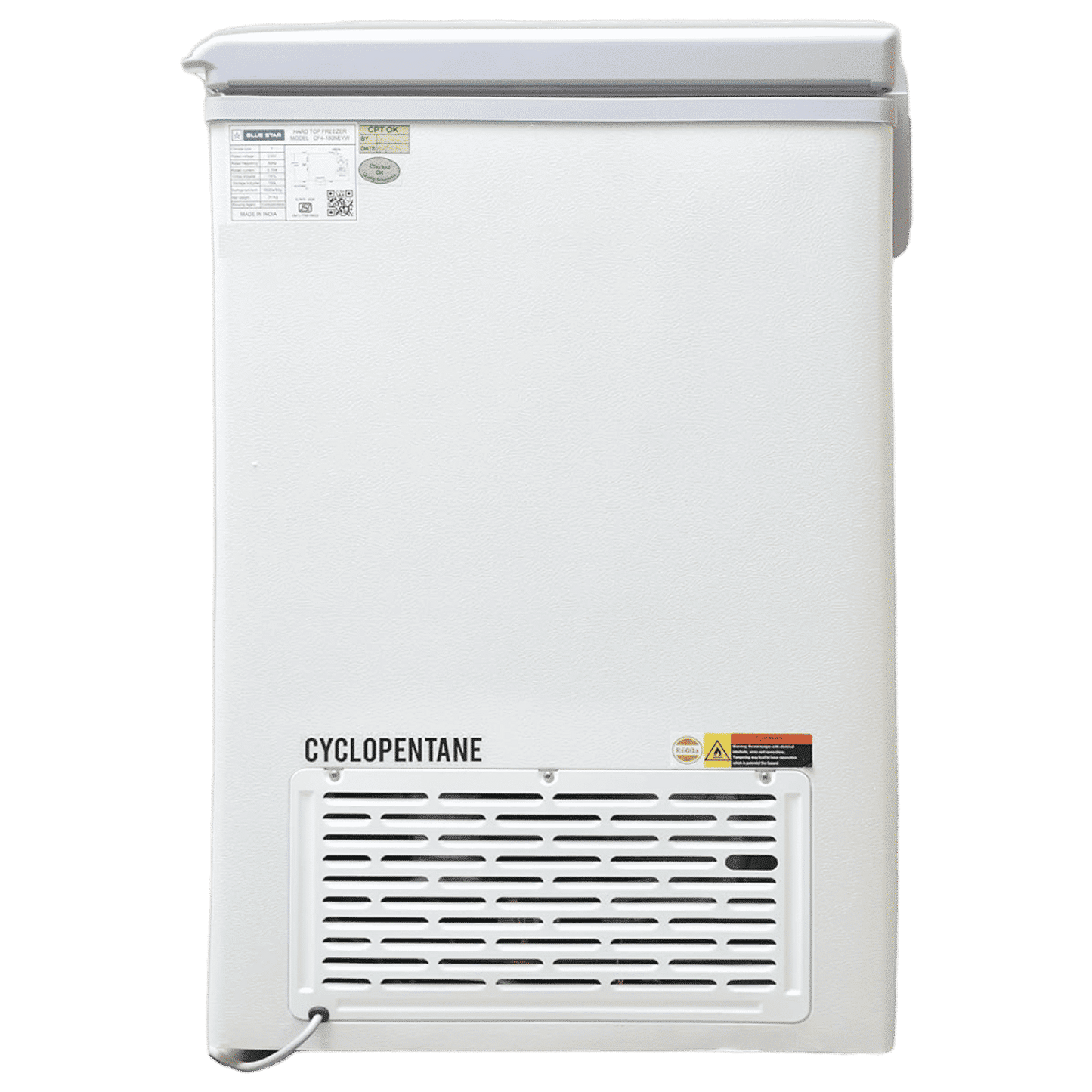 Blue Star NEYW Series 161 Litres 4 Star Single Door Deep Freezer (Static Cooling Technology, CF4-180NEYW, White)