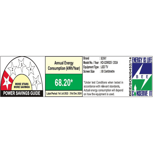 SONY W825 Series 81.28 cm (32 inch) HD Ready LED Smart Android TV with Chromecast Built In (2024 model)