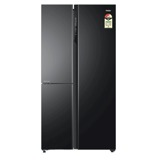 Haier 598 Litres 3 Star Frost Side-by-Side Smart Wifi Enabled Refrigerator with Digital Control Panel (HRT-683KGU1, Black Glass)