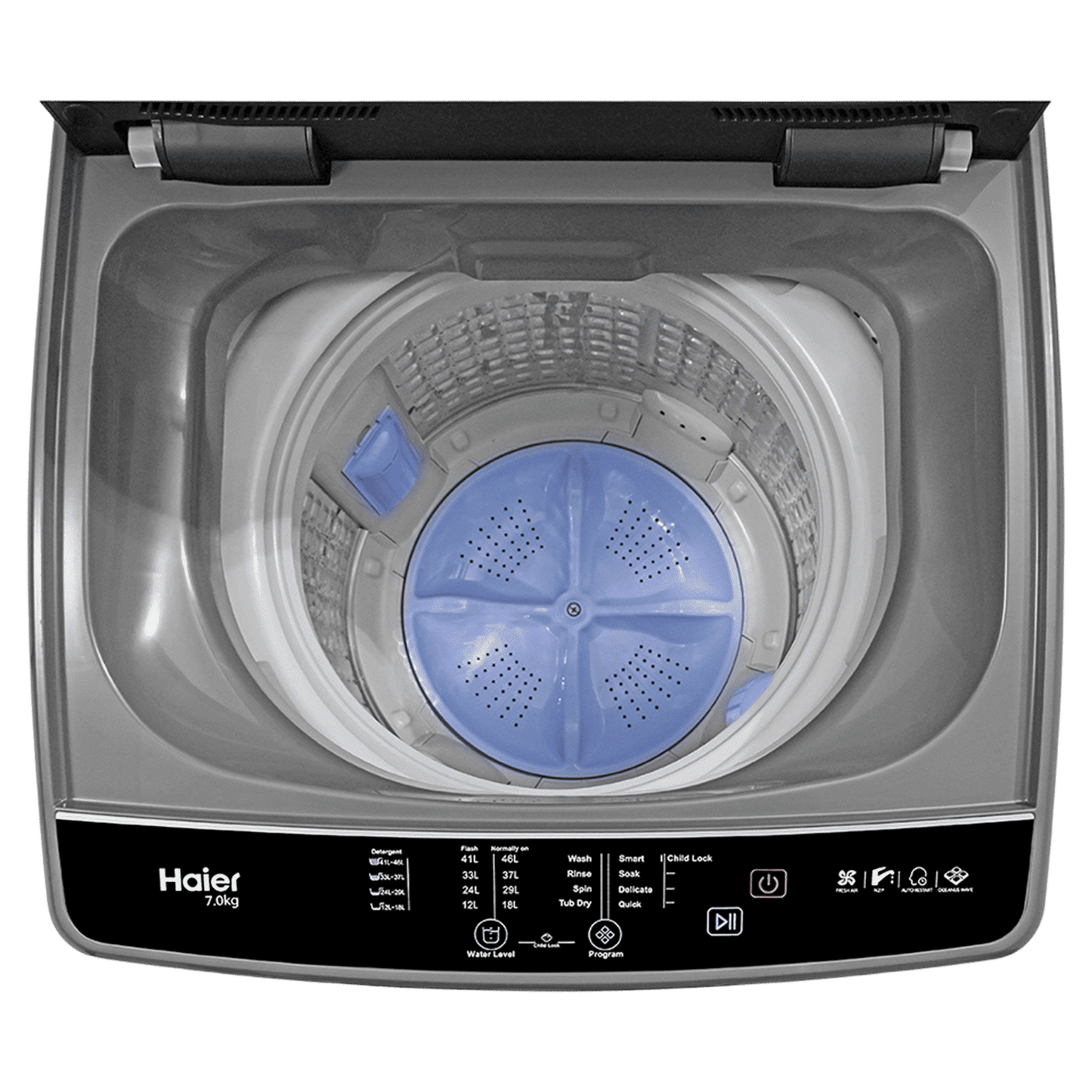 Haier 8 kg 5 Star Fully Automatic Top Load Washing Machine (HWM80-316BK, Oceanus Wave Drum, Dark Jade Silver)