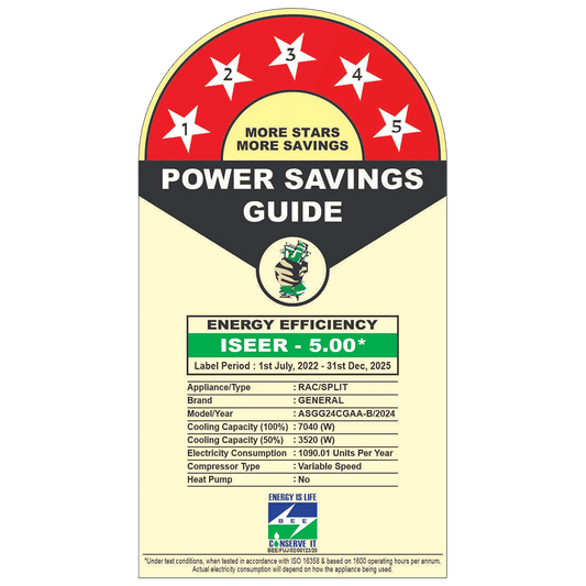 O GENERAL Advanced Hyper Tropical 2 Ton 5 Star Inverter Split AC (Copper Condenser, PM 2.5 Filter, ASGG24CGAA-B)