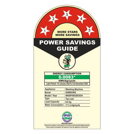 SAMSUNG 8 kg 5 Star Wi-Fi Inverter Fully Automatic Top Load Washing Machine (WA80F08S2BTL, AI VRT+ Technology, Black Caviar)