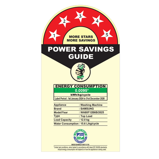 SAMSUNG 12 kg 5 Star Wi-Fi Inverter Fully Automatic Top Load Washing Machine (WA80F12B6BTL, AI VRT+ Technology, Black Caviar)