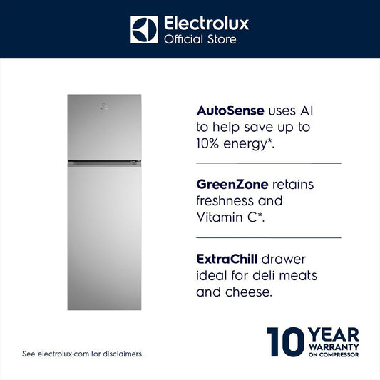 Electrolux 700 Series 341 Litres 1 Star Frost Free Double Door Refrigerator with AI AutoSense (ETM3400L-S, Silver)