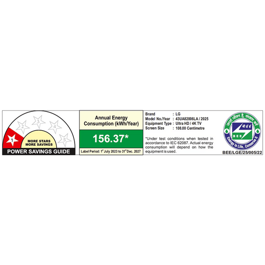 LG UA8200 108 cm (43 inch) 4K Ultra HD Smart WebOS TV with Dolby Atmos (2025 Model)