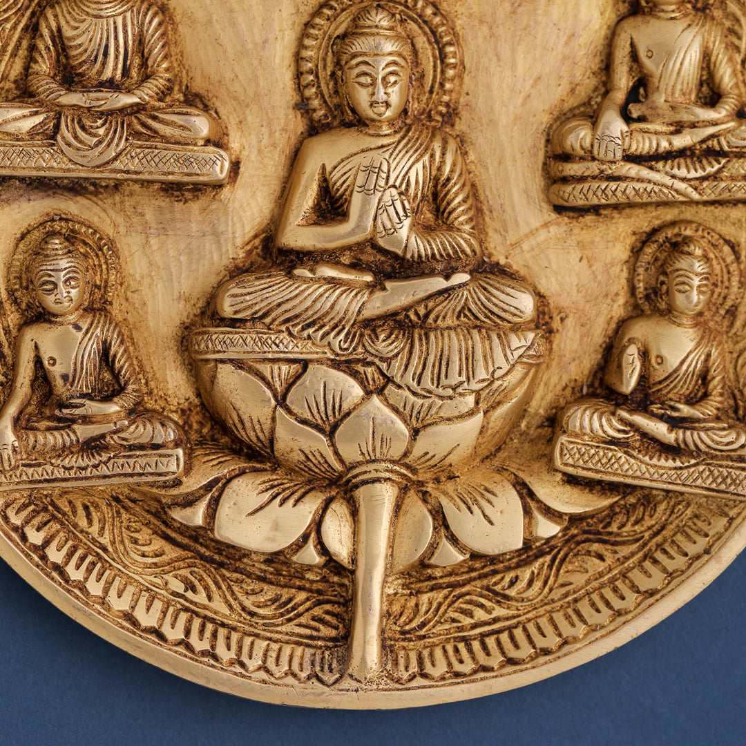Brass Lord Buddha Wall Hanging Plate (8 Inch)