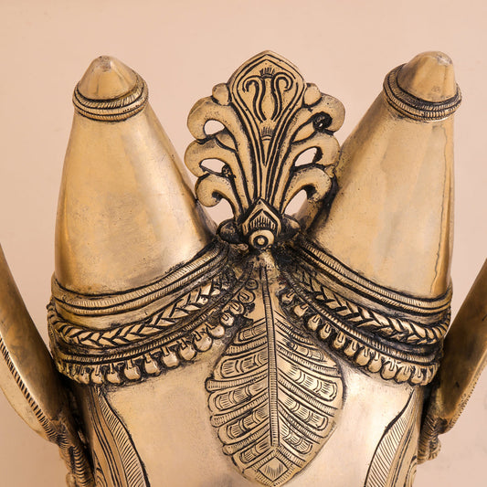 Brass Nandi Head Wall Decor (10 Inch)