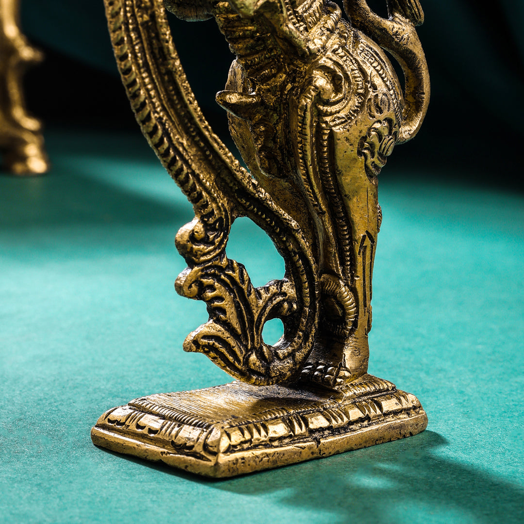 Brass Standing Yali Statue (5 Inch)