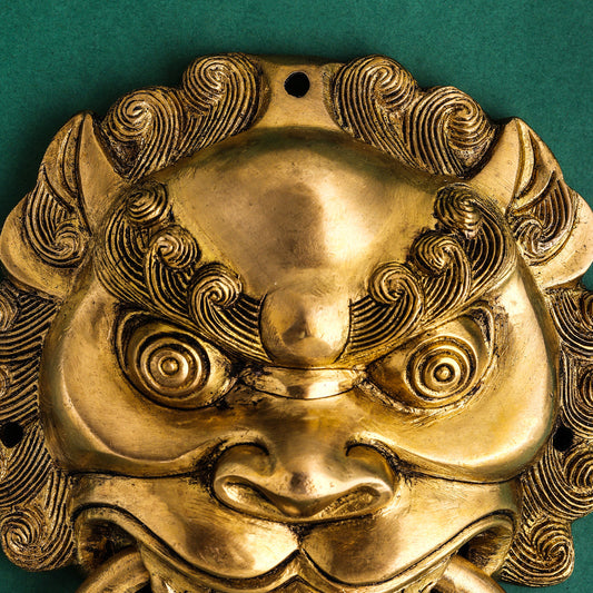 Brass Yali Face Door Knocker (9.5 Inch)