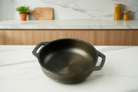 SUPER SMOOTH Cast Iron Flat Bottom Kadai