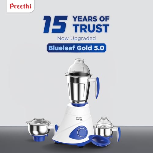 Preethi Blue Leaf Platinum MG 139 mixer grinder, 750 watt, 4 jars includes Super Extractor juicer
