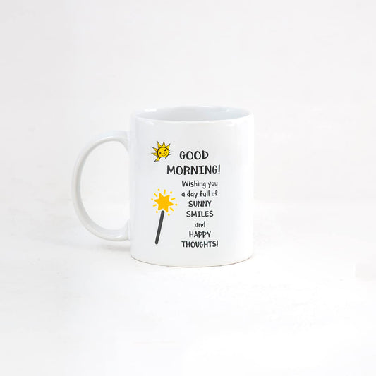 Clay Craft Ceramic Cc Mm1 Swiss Rez1 Microwave Safe Coffee Mug with Good Morning Quote, 300 ML