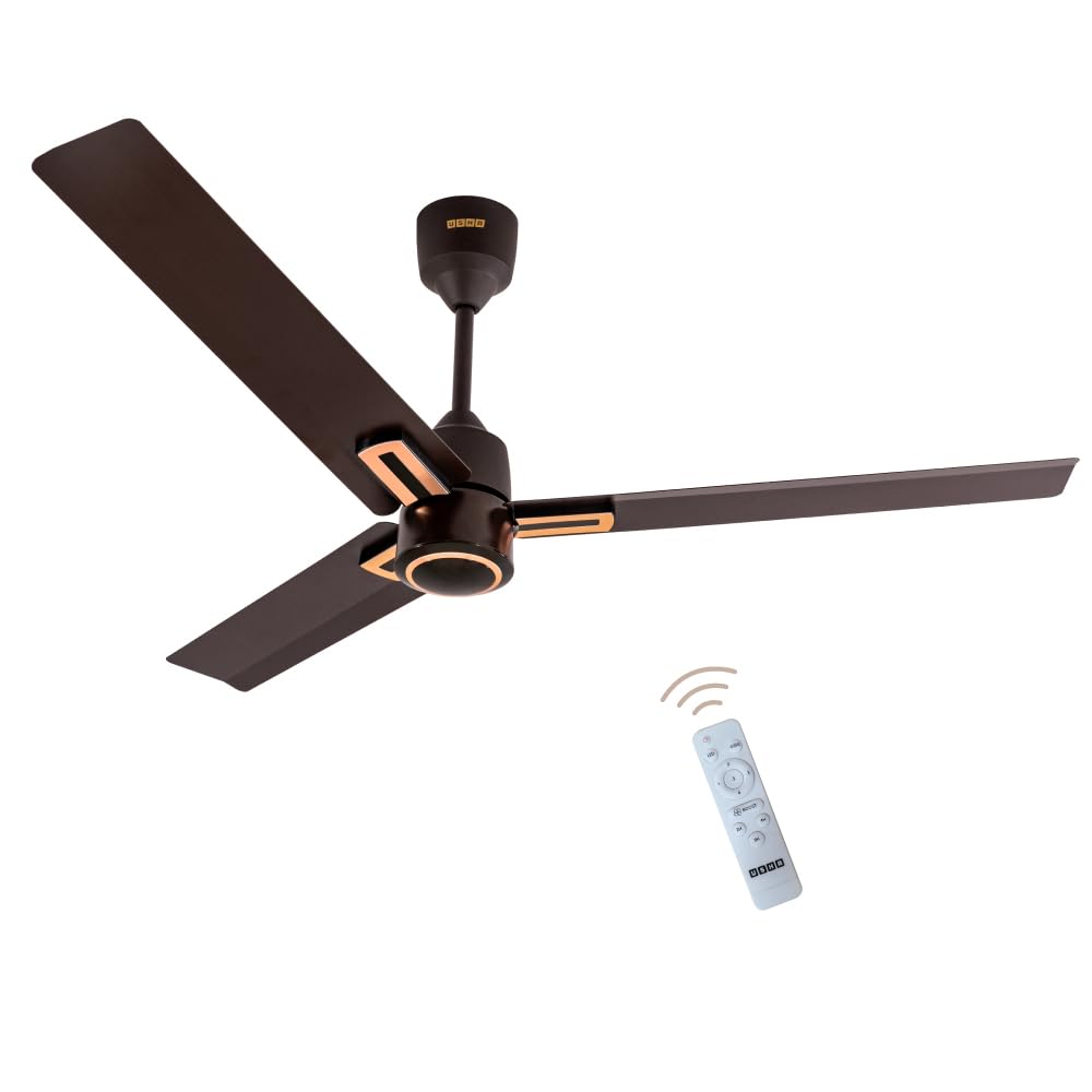 USHA AeroEdge Plus 1200mm BLDC Ceiling Fan with IR Remote | LED Indicator | BEE 5 Star Rated Energy Efficient | 100% Copper Motor | High Air Delivery 220CMM | 2 Year Warranty | (Brown)