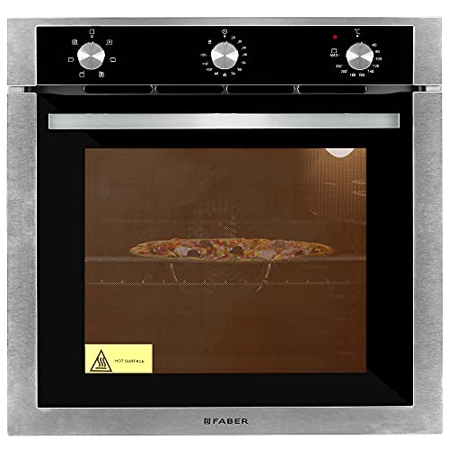 Faber 80L Built-in Oven with Rotisserie|6 Cooking Functions(Light, Grill, Conventional, Convection with Fan),Top Heat, Fan-Assisted Grill |A+ Energy Rating|3-Layer Cool Touch Glass Door | FBIO 80L 6F