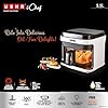 Usha iChef Smart Air Fryer 5.5L | 1200 Watt | 10 in 1 Functions | 8 Preset Menu | Turbo Air Circulation |360° View | Illuminated chamber | Oil Free Cooking | Digital display With Touch Panel (White)
