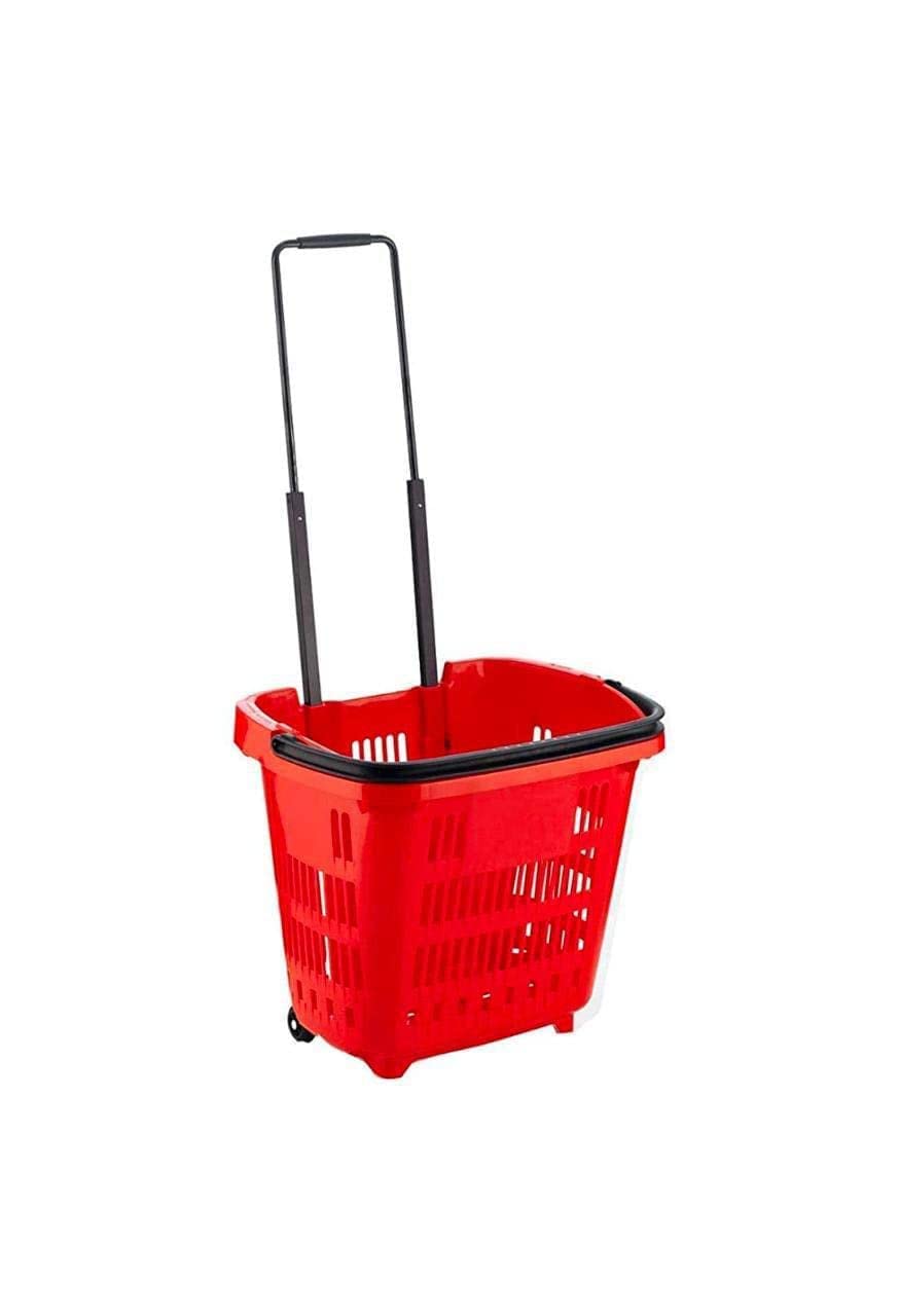 Aristo Omega Trolley Shopping Plastic Basket Multipurpose Use for Shopping,Picnic Basket 31 LTR - Color May Vary, (46 x 34.6 x 40 CM)