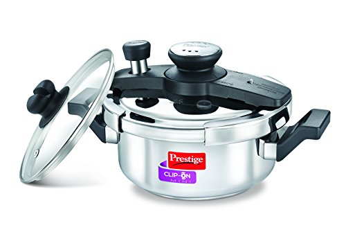 Prestige Clip-on Mini Induction Base Stainless Steel Outer Lid Pressure Cooker with Lid, 2 Litre Metallic Silver