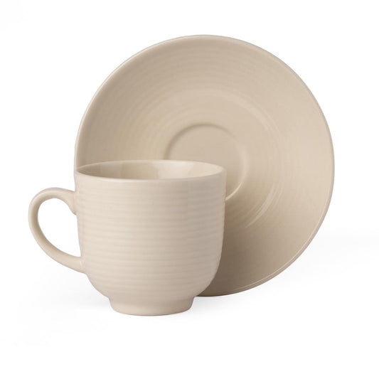 Clay Craft Fine Ceramic Horizon Ivory Cups & Saucer, Set of 12, Cups for Tea & Coffee, Gift Set, Elegant Design for Home and Kitchen and Can Be Gifted to Your Loved Ones On Any Occassions