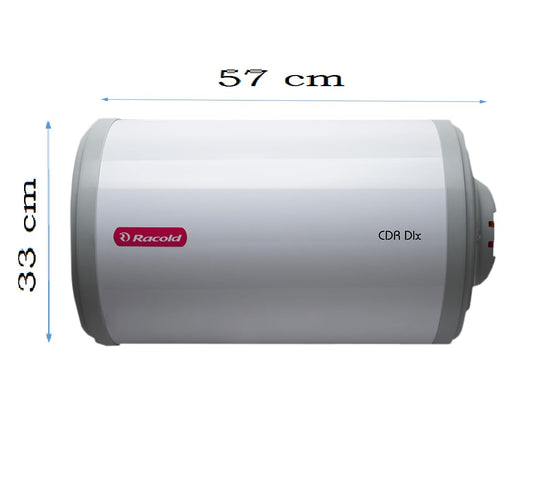 Racold CDR Dlx 15ltr Horizontal BEE 4 Star Storage Water Heater(Geyser) with Free Standard Installation & pipes || Rust Proof Body||Fits under false ceilings||Suitable- High-rise Buildings||