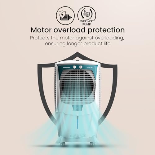 Crompton Ozone 55 Litres Desert Air Cooler for home | Large & Easy Clean Ice Chamber | 4-Way Air Deflection | High Density Honeycomb Pads | Everlast Pump | Auto Fill